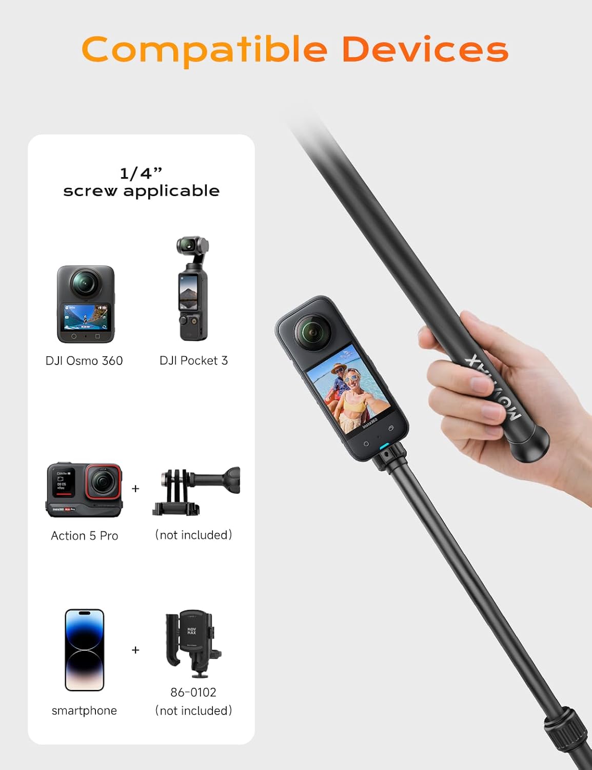 Adjustable Selfie Stick(25-40cm/0.8-1.3ft)