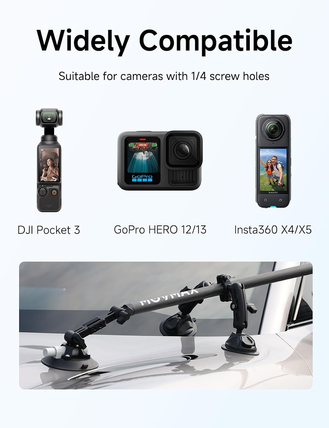 Adjustable Telescopic Rod for Car Mounting (86-136cm/2.8ft-4.4ft)
