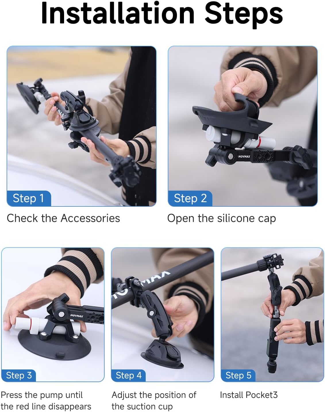 Adjustable Telescopic Rod for Car Mounting (86-136cm/2.8ft-4.4ft)
