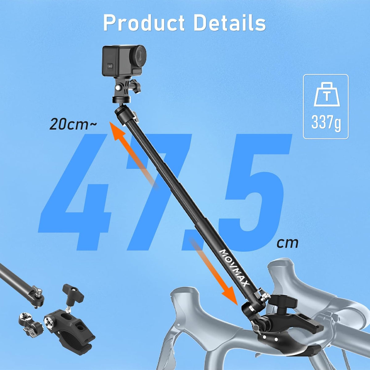 Adjustable Selfie Stick Kit Elite (Flat Tube)