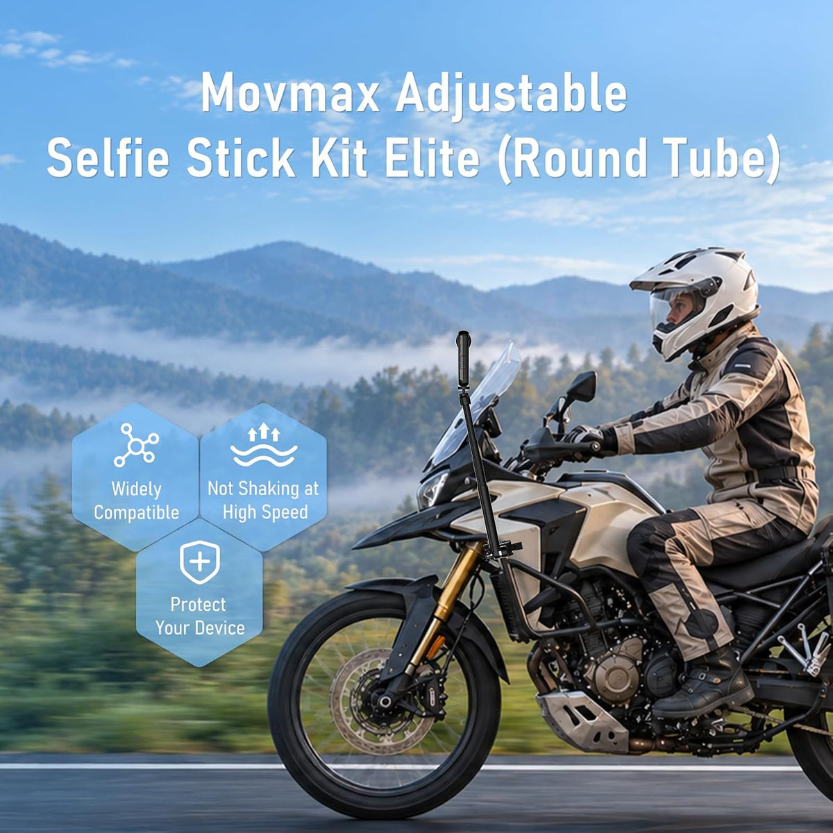 Adjustable Selfie Stick Kit Elite (Round Tube)