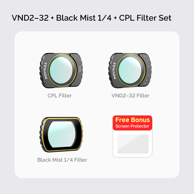 VND2-32 + Black Mist 1/4 + CPL Filter Set For DJI Pocket 3