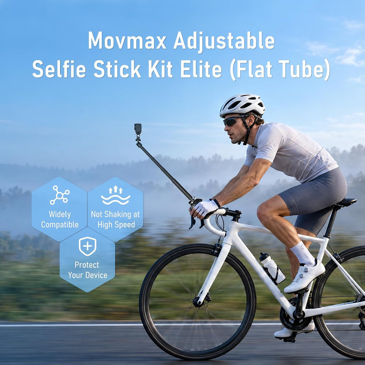 Adjustable Selfie Stick Kit Elite (Flat Tube)