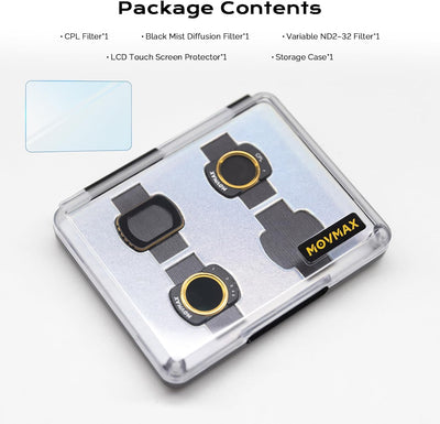 VND2-32 + Black Mist 1/4 + CPL Filter Set For DJI Pocket 3